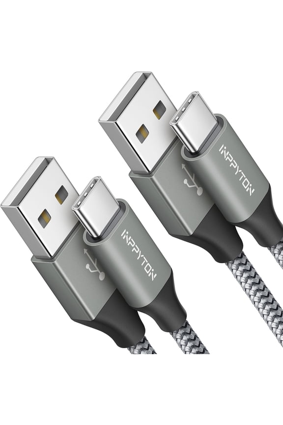 USB to USB C Cable 3Ft, 2-Pack USB A to Type C Charger Cord Nylon Braided 3A Fast Charging iPhone 16 15 Pro/Pro Max/Plus, for Samsung Galaxy S25 S24 S23 S22 S21 S10 A55 A54 Flip Note, Moto, Gray