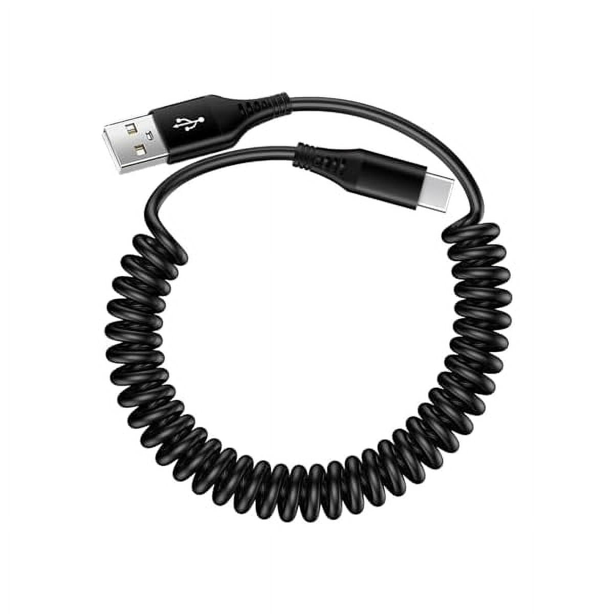 USB To USB C Coiled Car Charger Cable - 3FT Retractable Fast Charging Cord For IPhone 16/15, Android Auto, CarPlay