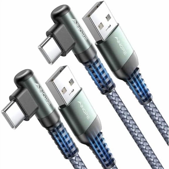 USB A to USB C Cable Short 3. 3FT 2-Pack Fast Charging Carplay Cord | Data Sync Nylon Braided Right Angle Android Auto Car Charger Cord for iPhone 17 16 15 iPad Air Android Phones