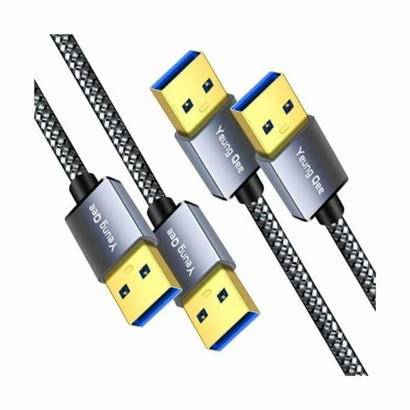 USB to USB Cable 1 ft 2 Pack, USB 3.0 A Male to A Male Cable Double End Cord Compatible for Data Transfer,Hard Drive,Laptop,DVD Player,TV, Hub, Monitor and More (1ft)