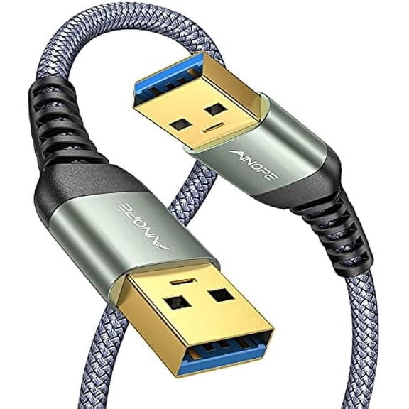 USB to USB Cable, USB 3.0 A to A Male to Male Cable [Never Rupture] Double End Type A Cord Compatible with Hard Drive Enclosures, KVM, DVD Player, TV, Laptop Cooler,6.6Ft/Grey