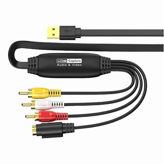 USB Video Capture Card AV to USB 2.0 Audio Video Capture Adapter Cable Converter Cord Wide Compatibility with Drive CD