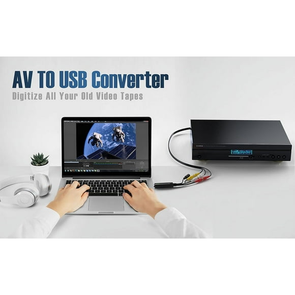 USB Video Capture Card Adapter | VHS to Digital Converter | High-Definition RCA S-Video Input | Supports NTSC PAL SECAM | Plug & Play for PC Laptop | Audio Video Transfer | 1 Pack