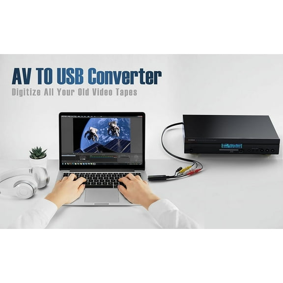 USB Video Capture Card Adapter | VHS to Digital Converter | RCA & S-Video Inputs | High-Definition Video Audio | Supports NTSC SECAM | Plug & Play USB Powered | PC Laptop Compatible | 88x28x18mm