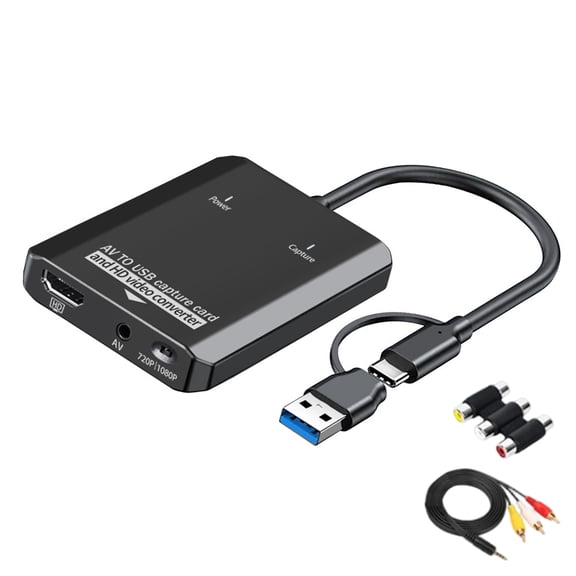 USB Video Captures Card with Analog To Digital Conversion for Players Security Cameras Full Screen Display