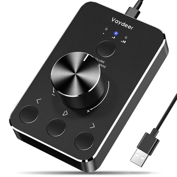 USB Volume Knob with One-Click Mute and Three Control Modes, Multimedia Controller for Windows and Mac