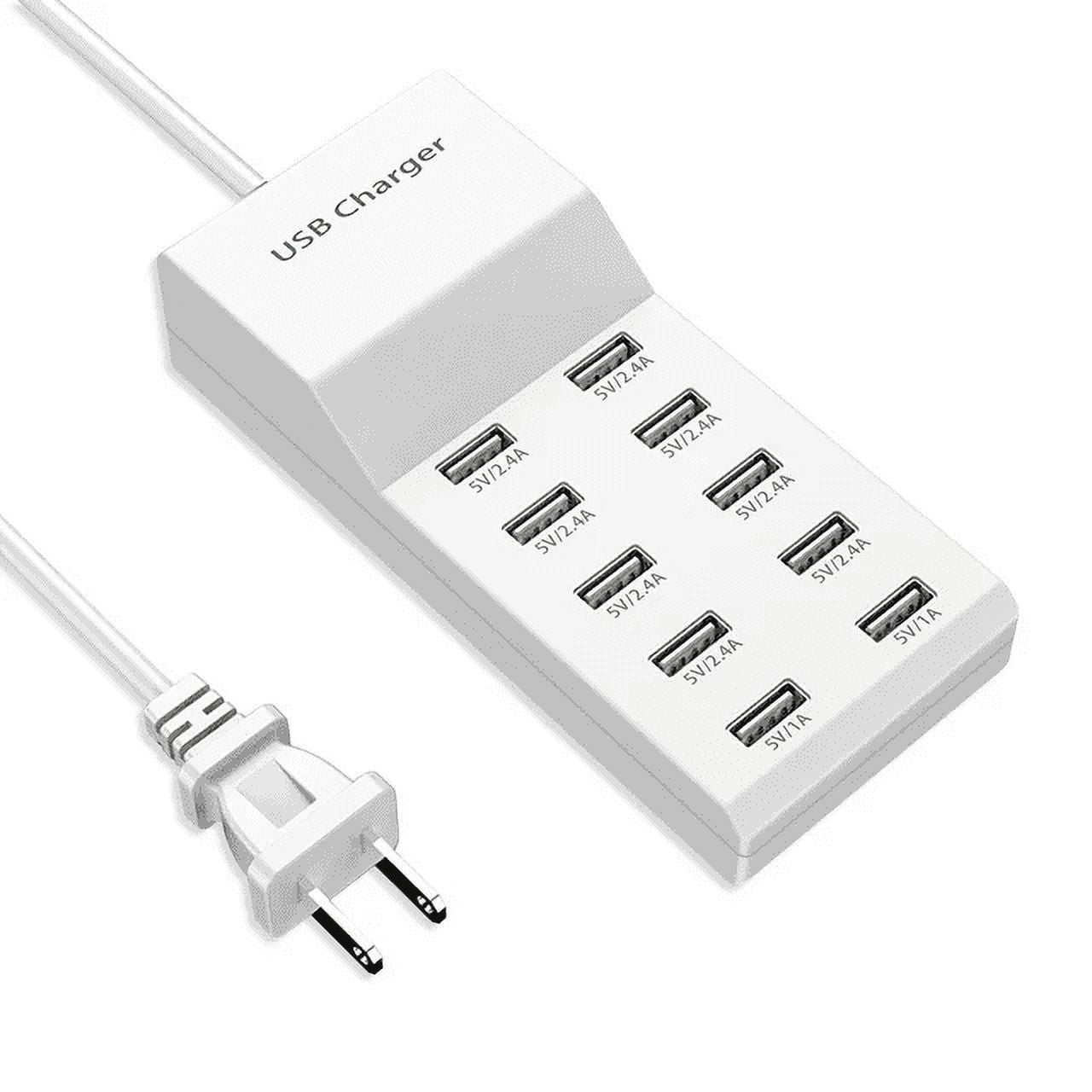 USB Wall Charger 10Port USB Charger Station with Rapid Charging Auto