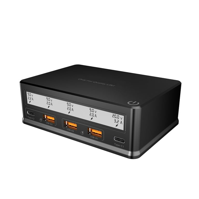 USB Wall Charger 110W 5-Port USB Charging Station Multi Port USB Hub  Charger Compact Size LCD Display Compatible with Smartphone Tablet and  Multiple Devices 
