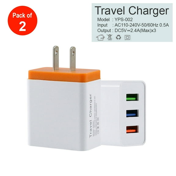 USB Wall Charger, 2.1A/5V USB Plug Power Adapter Charging Cube for iPhone X 8/7/6 Plus SE/5S/4S,iPad, iPod, Samsung - pack of 2