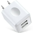 thumbnail image 1 of USB Wall Charger Block, 2.1A Phone Charger Dual Port USB Plug Adapter Box Charger, Fast Charging Block USB Brick Cube Power Base Wall Charger Adapter Plug Charging Station Phone Charger, White, 1 of 7