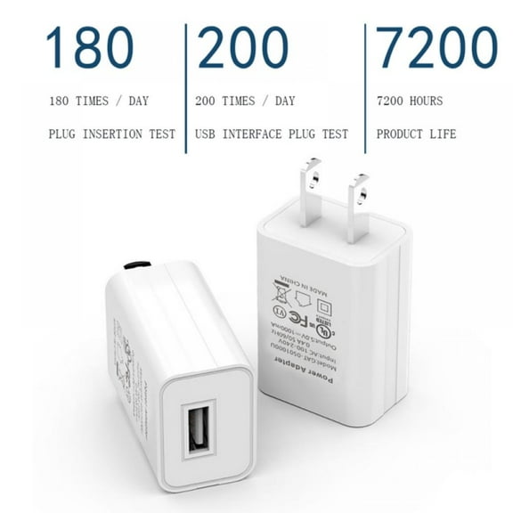 USB Wall Charger, 2A/5V USB Plug Single Port Power Adapter Charging Block Charger Cube Compatible with iPhone X/8/7/6/6S Plus, X Xs Max XR, iPad, Samsung, Android, and More (White/Black)
