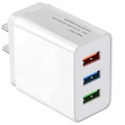 USB Wall Charger, 3.1A 3-Ports Port Charger, USB Plug, Power Adapter Charging Brick Charger Box Cube Compatible with iPhone, iPad, Samsung, Android, LG and more