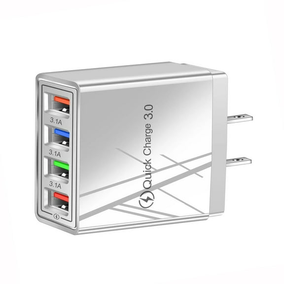 USB Wall Charger, 3.1A 4-ports Port Charger, USB Plug, Power Adapter Charging Brick Charger Box Cube Compatible with iPhone, iPad, Samsung, Android, LG and more