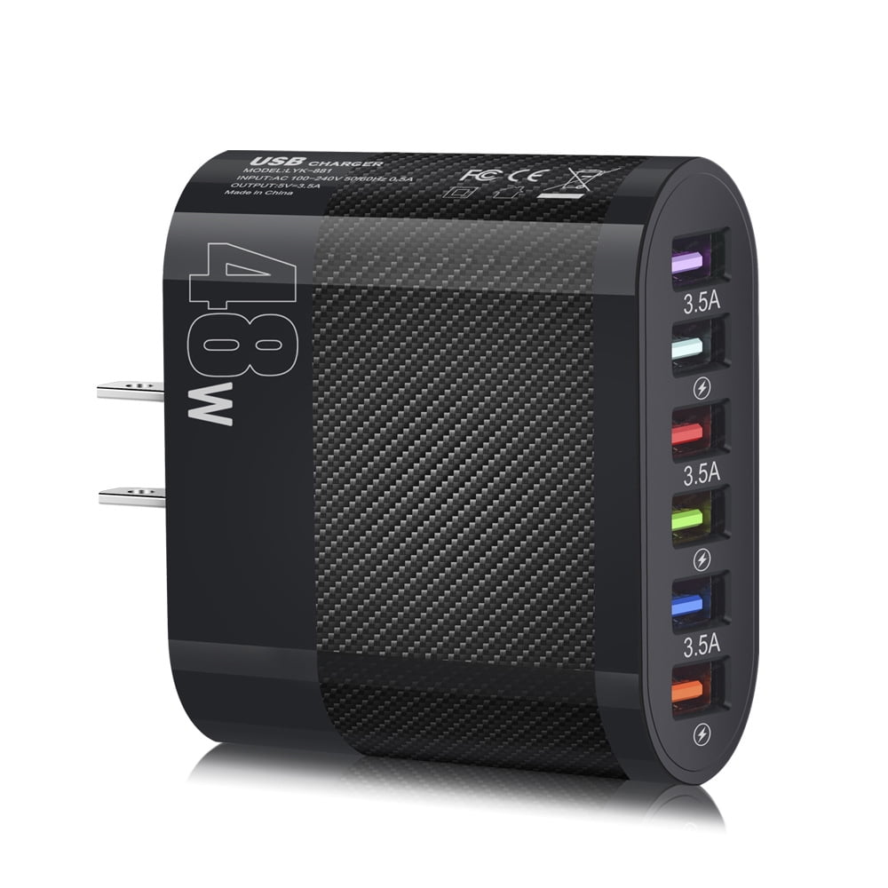 USB Wall Charger 48W 6-Port Fast Charging Block Adapter Plug for Tablet PC Mobile Phone