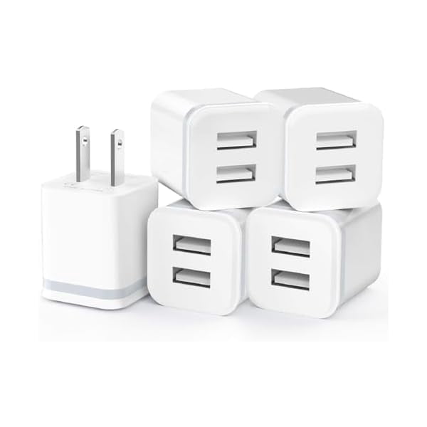 USB Wall Charger, 5-Pack 2.1A/5V Dual Port USB Cube Power Adapter Charger Plug Charging Block Replacement for iPhone Xs/XR/X, 8/7/6 Plus, Samsung, HTC, LG, Moto, Android Phones