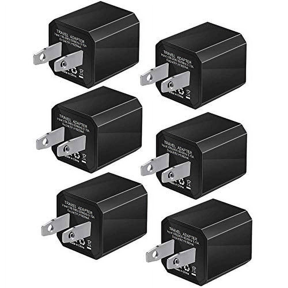 USB Wall Charger, 6-Pack Universal 5V/1A Mini Portable Travel Adapter High Speed Cube 1.0A Output for iPhone iPod Samsung Android HTC LG iPad Nokia (Black)