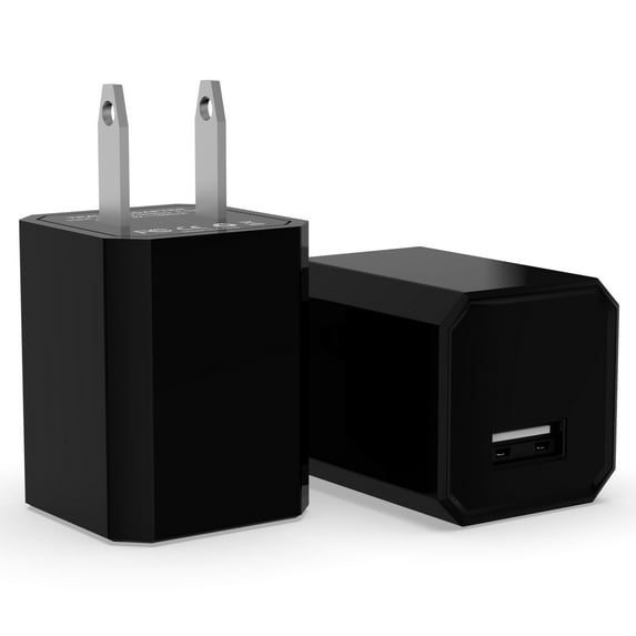 USB Wall Charger Adapter 1A/5V 2-Pack Travel USB Plug Charging Block Brick Power Adapter Cube Universal Compatible with Xs/XS Max/X/8/7/6 Plus, Galaxy S9/S8/S8 Plus, Moto/Kindle/LG/HTC/Google, Black