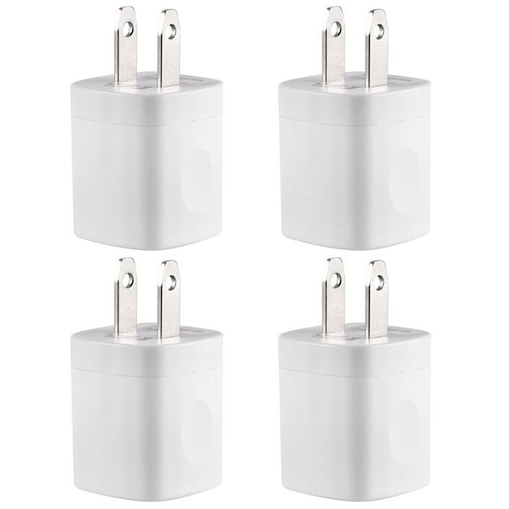 USB Wall Charger Adapter 1A/5V 4-Pack Travel USB Plug Charging Block Brick Charger Power Adapter Cube Compatible with Phone Xs/XS Max/X/8/7/6 Plus, Galaxy S9/S8/S8 Plus, Moto, Kindle, LG, HTC, Google