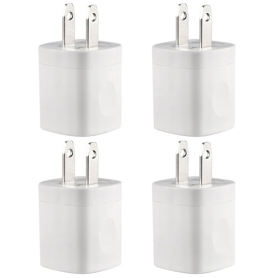 USB Wall Charger Adapter 1A/5V 4-Pack Travel USB Plug Charging Block Brick Charger Power Adapter Cube Compatible with iPhone Xs/XS Max/X/8/7/6 Plus, Galaxy S9/S8/S8 Plus, Moto, Kindle, LG, HTC, Google