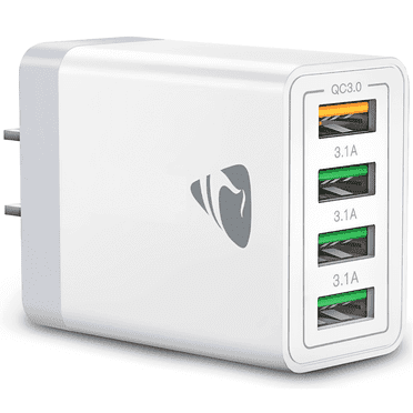 USB Wall Charger Block, 40W Multi-Port Fast Charging Block Power Adapter for iPhone, Samsung Galaxy, White