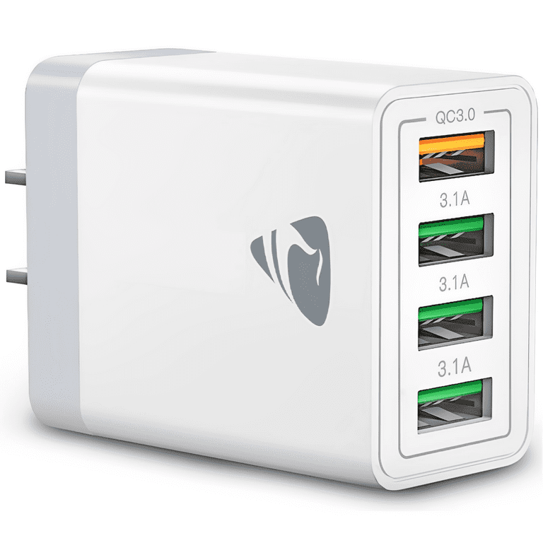 USB Wall Charger Block, 40W Multi-Port Fast Charging Block Power Adapter for iPhone, Samsung Galaxy, White USB Wall Charger Block, 40W Multi-Port Fast Charging Block Power Adapter for iPhone, Samsung Galaxy, White