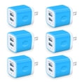 thumbnail image 1 of USB Wall Charger Block,Charging Blocks,6PCS USB Charger Adapter,2.1A Dual Port Fast Charge Charging Station USB Wall Plug iPhone Wall Chargers Block,Blue, 1 of 5