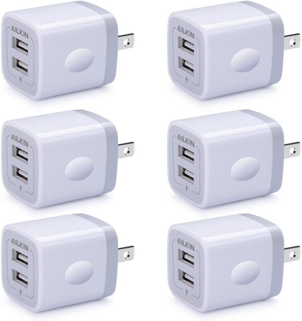 USB Wall Charger Block,Charging Blocks,6PCS USB Charger Adapter,2.1A Dual Port Fast Charge