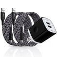 thumbnail image 1 of USB Wall Charger Block, Hootek USB C Block with 2Pack 10FT6FT Charging Cord Type C Cable USB C Charging Cables Android 2.1A Dual Port USB Brick Charger Box Fast Charging Block for Samsung, Black, 1 of 7