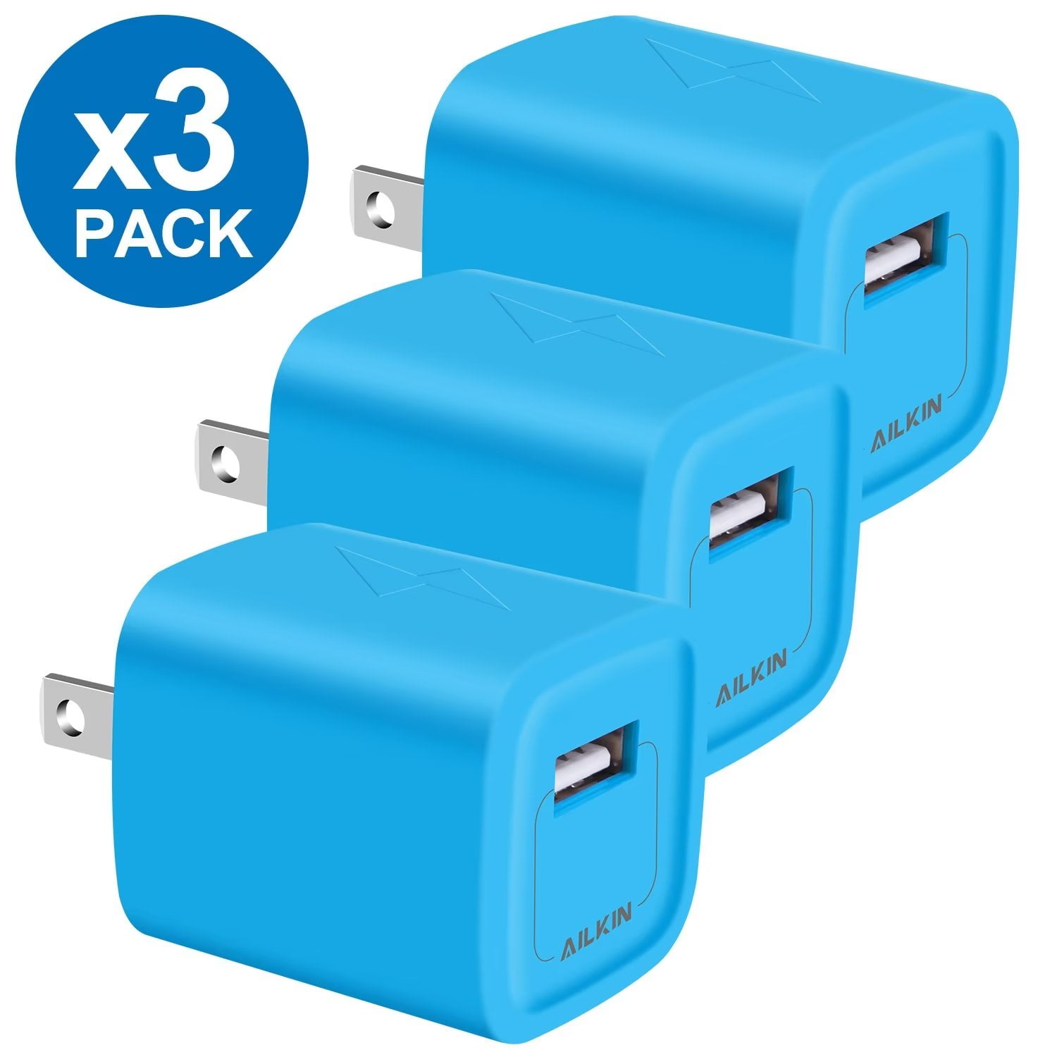 USB Wall Charger Block,USB Charger Adapter,AILKIN 5V/1A/3Pack Wall