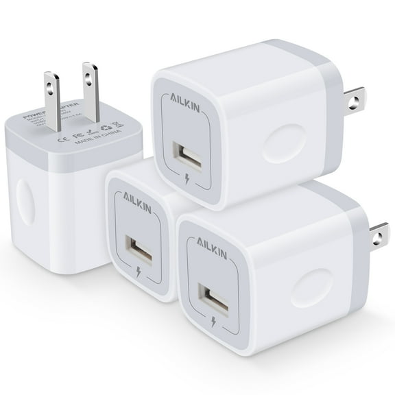 USB Wall Charger Block,USB Charger Adapter,AILKIN 5V/1A/4Pack Wall Charger Block Fast Charging Station Power Base Charger Block Plug Brick for iPhone Wall Charger
