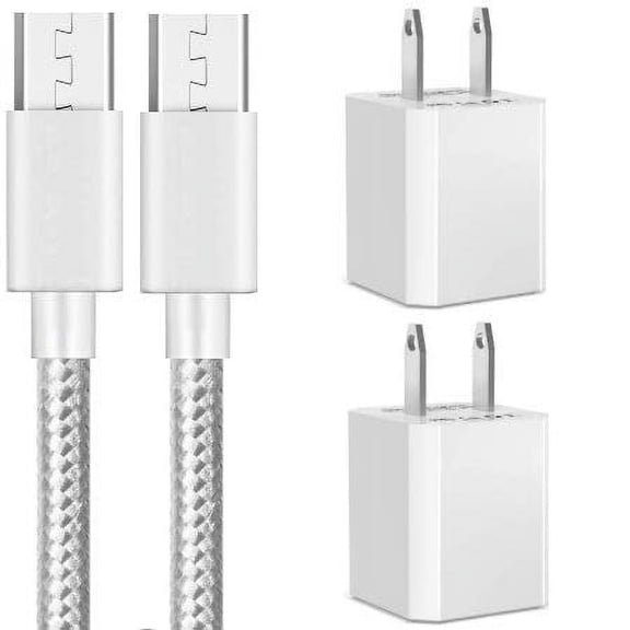 USB Wall Charger, Certified 5V Portable Travel Adapter with Nylon Braided Micro 10 FEET USB Extra-Long Cable for Samsung, LG, Motorola, Nexus, HTC, Google, Sony, Nokia, Android and More (4 Pack)