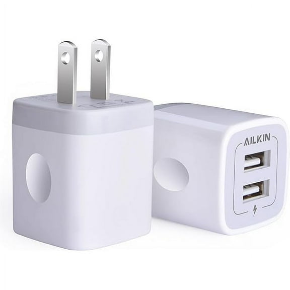 USB Wall Charger, Charger Adapter, 2-Pack 2.1A Dual Port Quick Plug Cube for iPhone 15 14 13 12 11 Pro Max 10 SE X XS Plus Samsung Galaxy S23 S22 S21 Power Block Fast Charging Box Brick