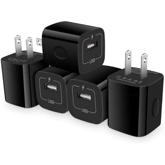 USB Wall Charger, Charger Block, 5-Pack Charging Block 1A/5V One-Port Charger Cube Charging Box Adapter Plug Outlet for iPhone 14 13 12 11 Pro Max SE XR XS X 8 7 6, iPad, Samsung Galaxy, Google Pixel