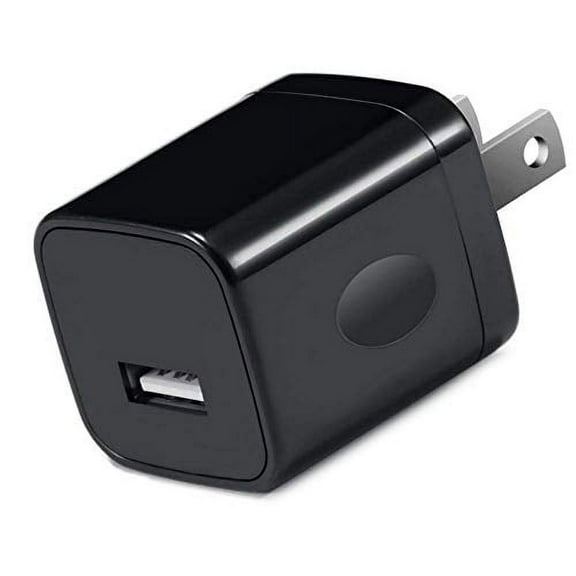 USB Wall Charger Charging Adapter 1Amp Single Port Quick Fast Cell Phone Charger Plug Cube Replacement Block Brick (Black, 6 Pack)