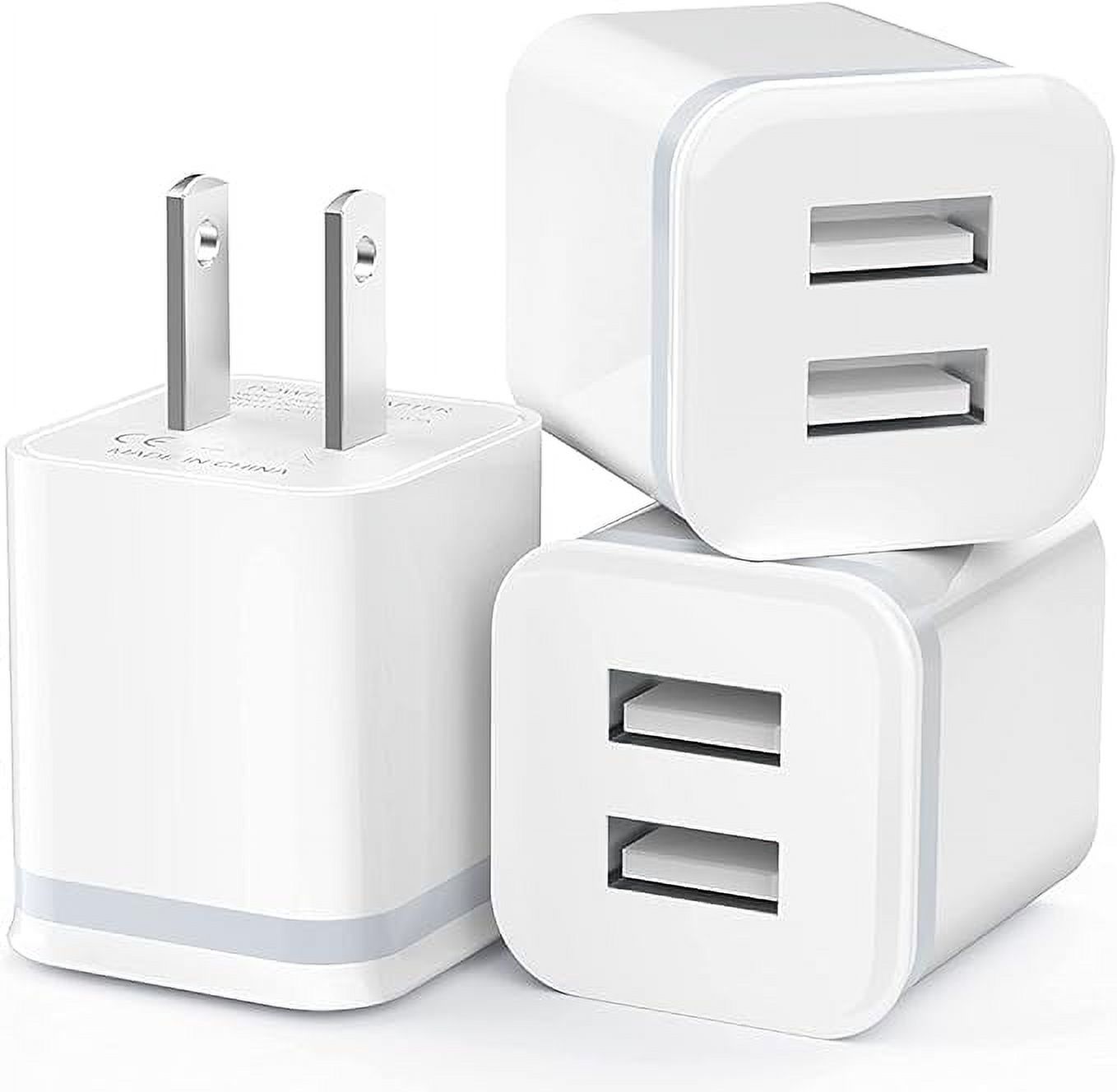 USB Wall Charger, Nexnew power 3-Pack 2.1A/5V Dual Port USB Cube Power Adapter Charger Plug Block Charging Box Brick for iPhone 13 12 11 Pro Max SE XS XR X 8 7 6 6S Plus, Samsung, LG, Moto, Android