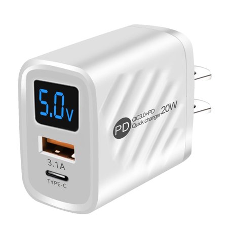 USB Wall Charger, PD20W Type C And USB Dual Port Adapter Block, 5V3 1A Charger For Tablets, Mobile Phone, Fast Charging For Trip Business, Traveling