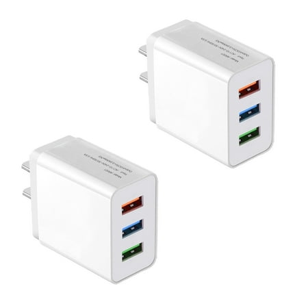 USB Wall Charger Plug, 2-Pack 3.1A 3-Muti Port USB Adapter Power Plug Charging Station Box Base Replacement for iPhone 11 Pro Max/X/8/7, iPad, Samsung Phones and More USB Wall Charging Block
