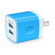 USB Wall Charger,USB Charger Adapter,AILKIN 2.1A Dual Port Fast Charging Station Plug Charger Block iPhone Wall Charger,Blue