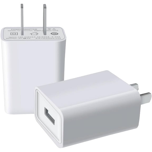 USB Wall Charger . Plug 5V 2A AC Power Adapter Compatible with iPhone,Pad,,Tablet,Kindle and More (White 2pack)