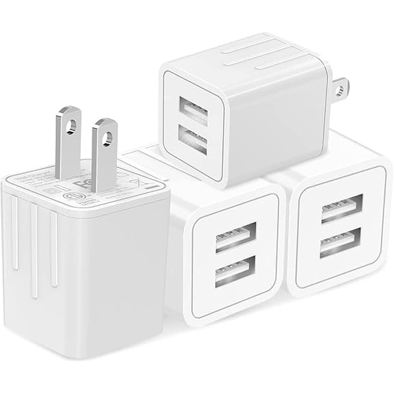 USB Wall Charger, tiavalmax 4-Pack 2.1A Dual Port USB Cube Power Adapter Charger Plug Block Charging Box Brick for iPhone,iPad,Samsung Galaxy,Google Pixel,Moto, LG, HTC, Motorola,Oneplus,Nokia,Kindle