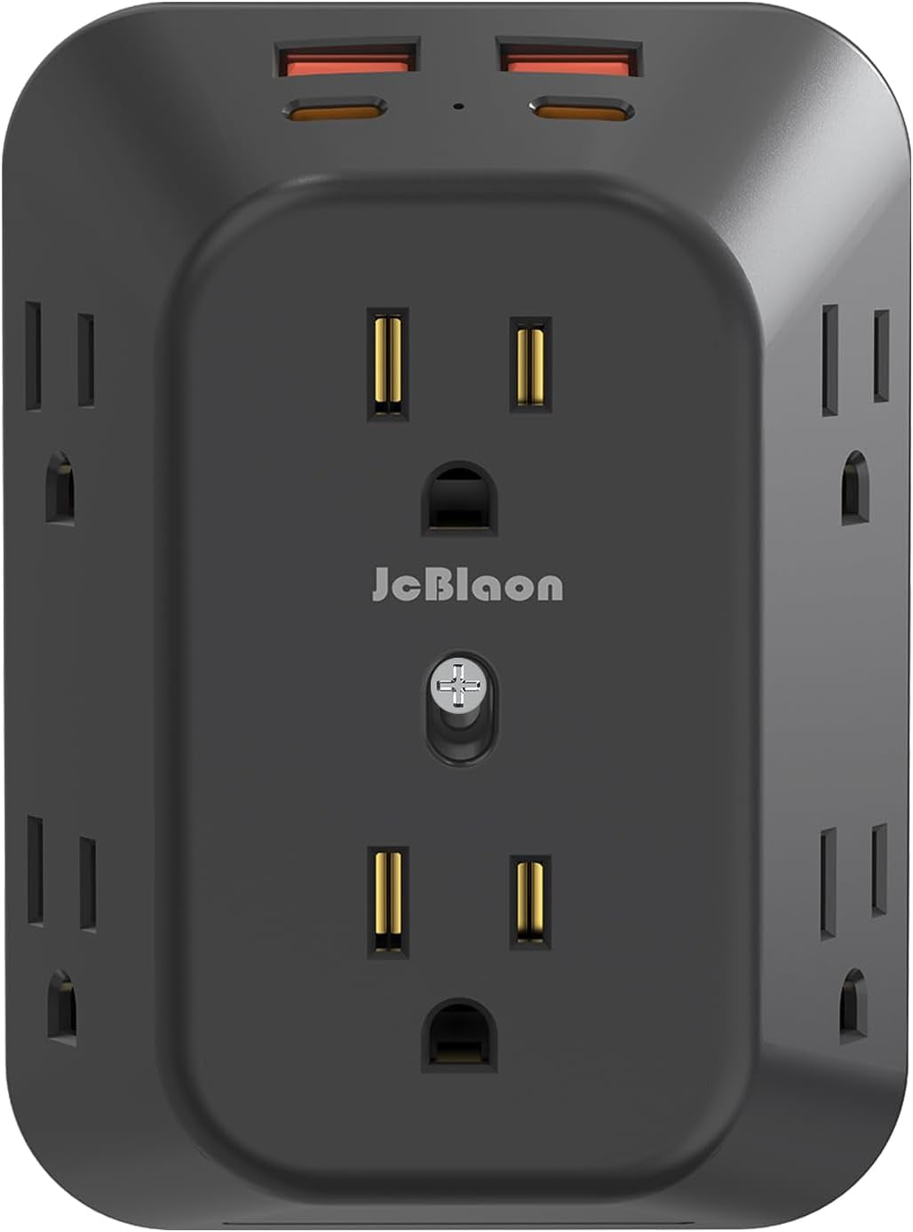 USB Wall Charr Electrical Outlet Extender, Sur Protector, 6 Outlet Splitter with 4 USB Outlet (2USB A, 2USB C) 4-Sided 1050J Power Strip Multi Plug Adapter for Home Office Travel