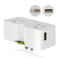 thumbnail image 1 of USB Wall Outlet Extender, Multi Plug Outlet Splitter with Two USB A Ports (4.2A in Total), Outlet Extender Wall Tap, 2 Prong to 3 Prong Grounding Adapter Plug, 125V, ETL Listed, White, 1 Pack, 1 of 8