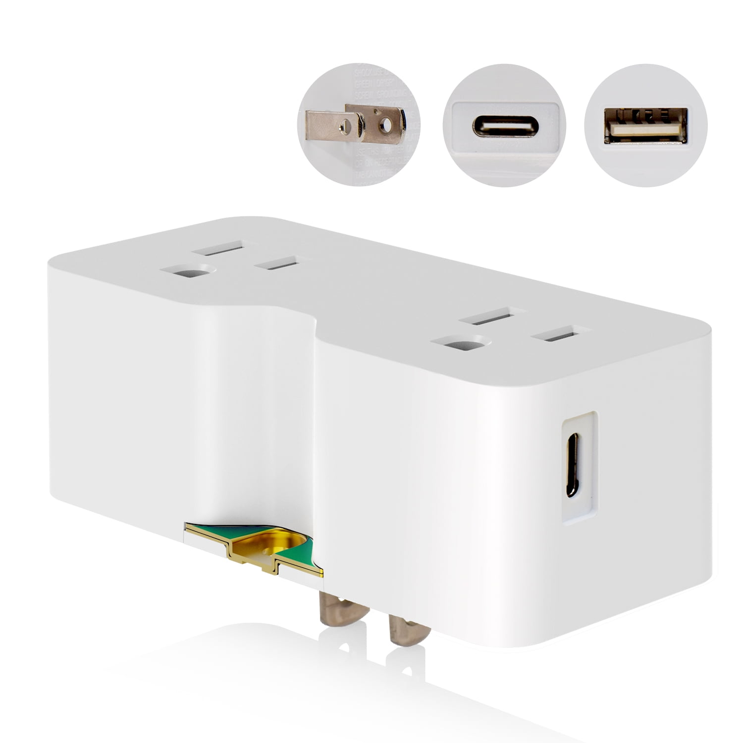 USB Wall Outlet Extender, Multi Plug Outlet Splitter with USB C & USB A ...