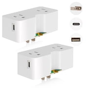 USB Wall Outlet Extender, Multi Plug Outlet Splitter with USB C & USB A Ports (4.2A in Total), Outlet Extender Wall Tap, 2 Prong to 3 Prong Grounding Adapter Pl