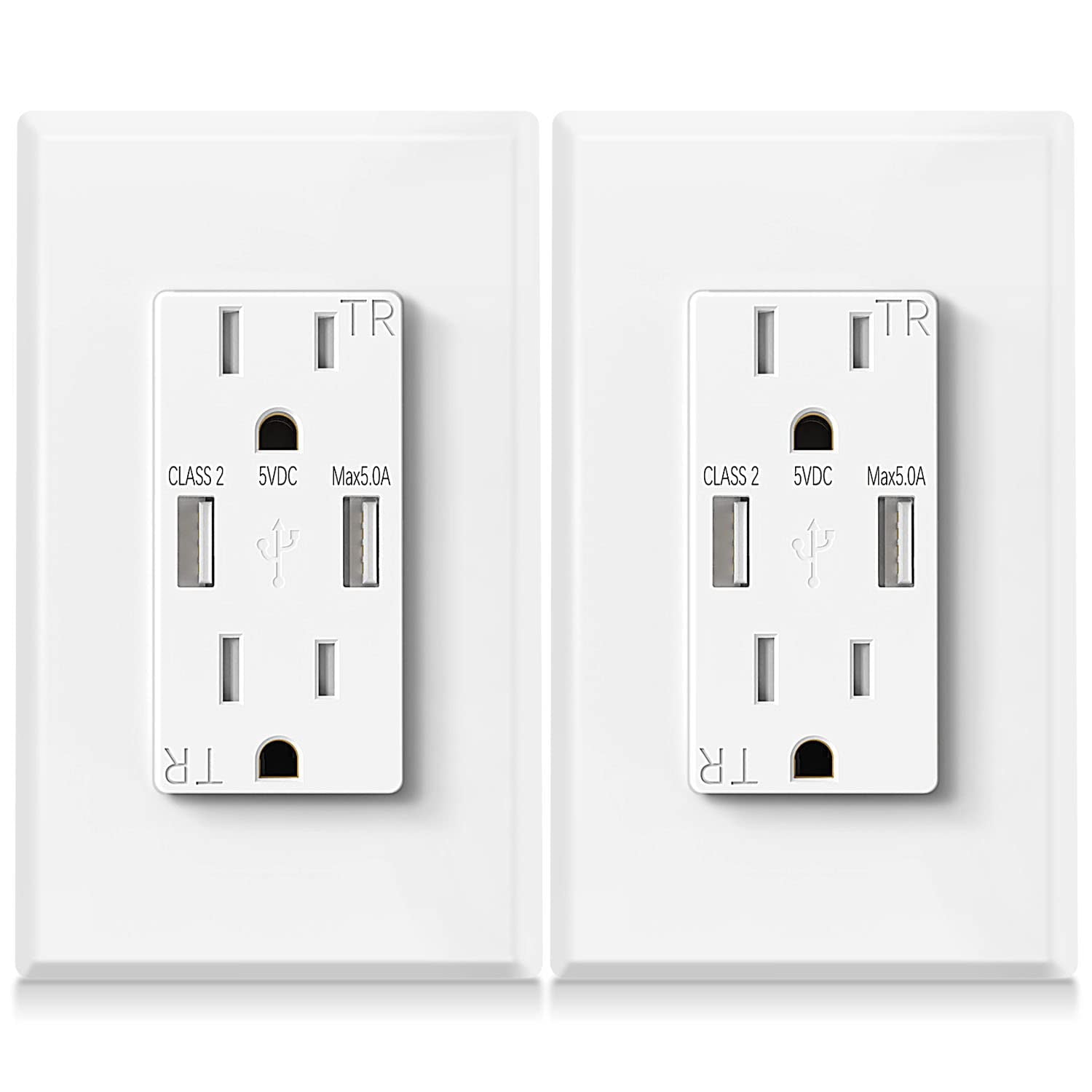 USB Wall Outlet Receptacles 5.0A, Electrical Outlets Duplex 15A Tamper ...