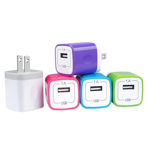 USB Wall Plug, Single Port Fast Charging Block 5Pack USB Charging Plug