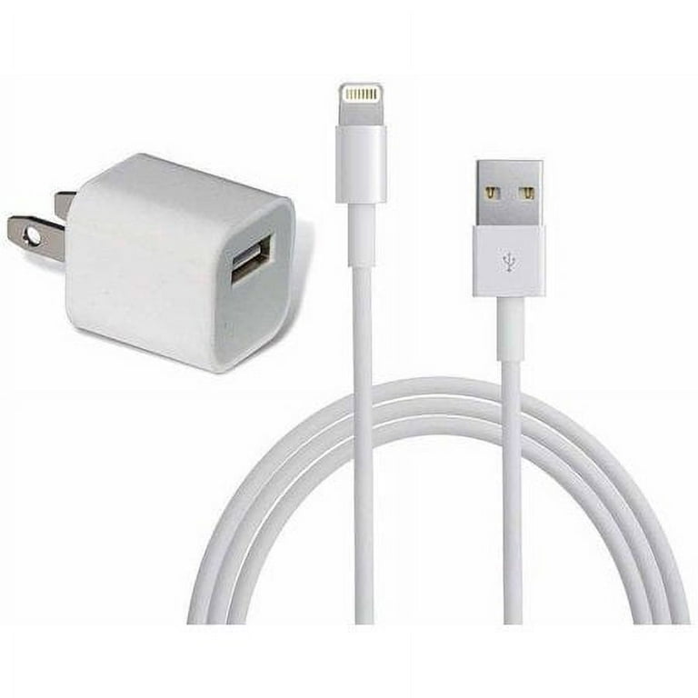 USB Wall/Travel Charger Adapter and Lightning USB Cable Charger 5 5s 6 6s 7  8 Plus X XS 2m/6FT 