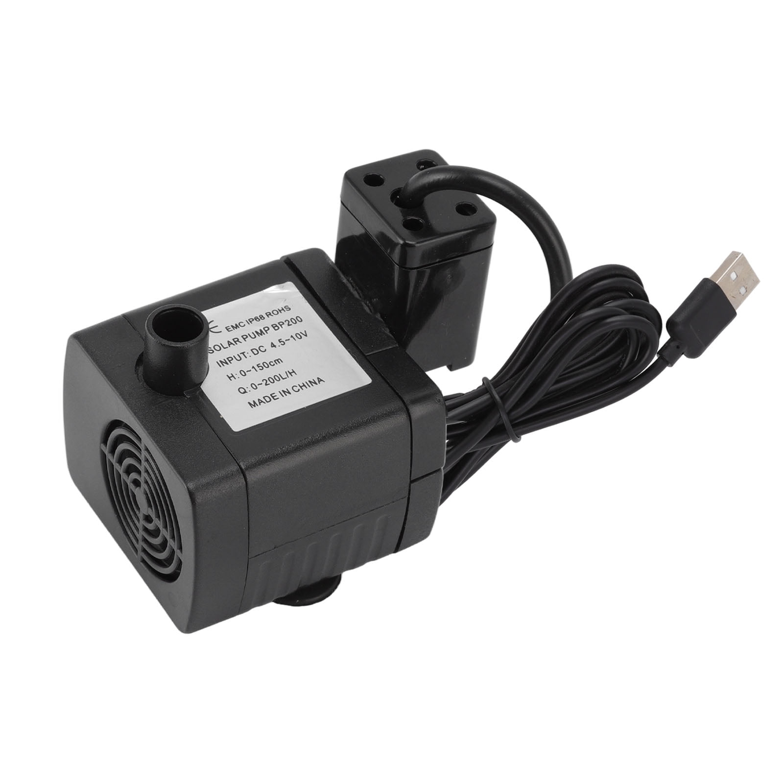 USB Water Pump Solar Submersible for Pond, Fish Tank, Fountain - DC4.5-10V, 200L/H