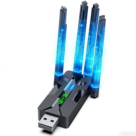 USB WiFi 6 Adapter, 900Mbps Dual Band 2.4G/5G Wireless Network Adapter with 4 Antennas, Supports MU-MIMO Technology, Driver-free, Plug-and-Play Ultra-Low Latency for Windows 7/8/10/11 Desktop Laptop