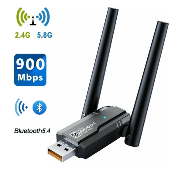 USB WiFi 6 Adapter with Bluetooth 5.4, AX900M Dual Band 5/2.4Ghz Wireless Network Receiver with 5dBi Antenna Suitable for Desktop/Laptop, Compatible with Windows 7/10/11,Black, Driver Free